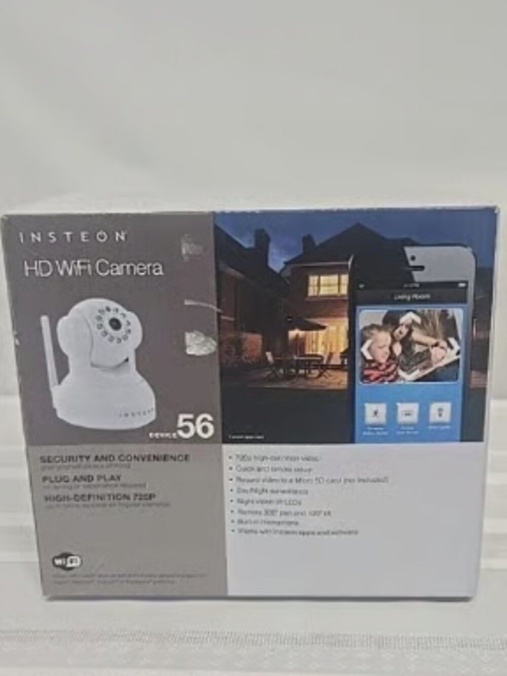 Insteon WiFi Camera Device 46 Pan Tilt Night Vision Security Device 75790WH NIB